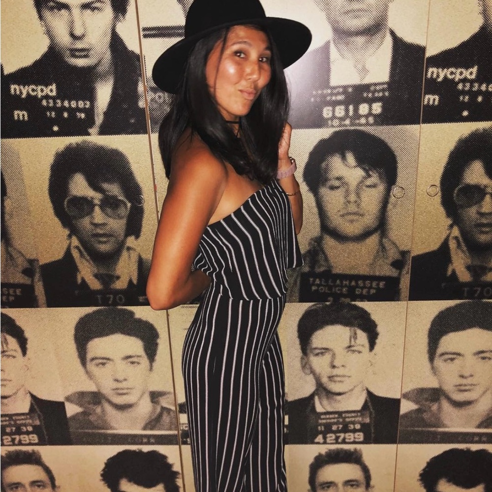 Black and White Striped Jumpsuit